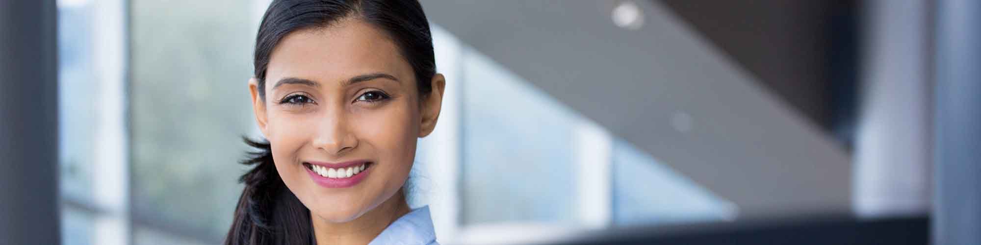 Cheerful bank staff member